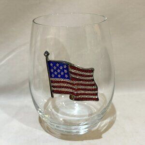 The Queens Jewels American Flag Jeweled Stemless Wine Glasse
